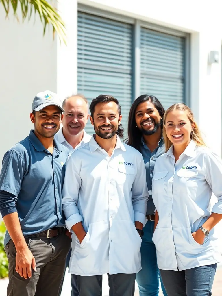 A photo of The Foam Theory's team smiling and ready to work, showcasing their professionalism and dedication to customer satisfaction in Miami, Florida.